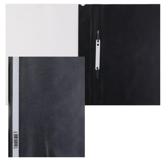 Папка-скоросшиватель с прозрачным верхним листом А4, пластик, сменная этикетка, цвет черный Hatber AS4_00101