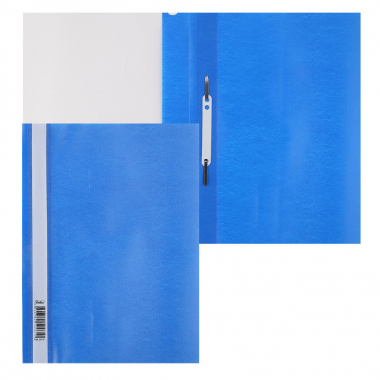 Папка-скоросшиватель с прозрачным верхним листом   А4, пластик, сменная этикетка, толщина пластика 0,18мм, цвет синий Hatber AS4_00102