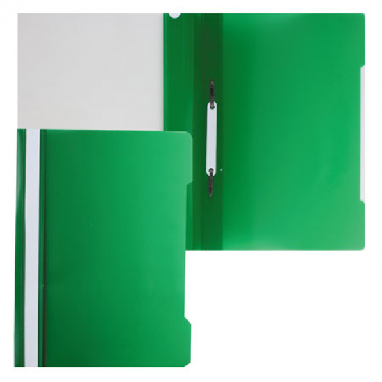 Папка-скоросшиватель с прозрачным верхним листом А4, пластик, сменная этикетка, цвет зеленый Бюрократ 816299