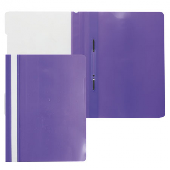 Папка-скоросшиватель с прозрачным верхним листом А4, пластик, сменная этикетка, 0,18 мм, цвет фиолетовый Бюрократ PS20VIO/816308