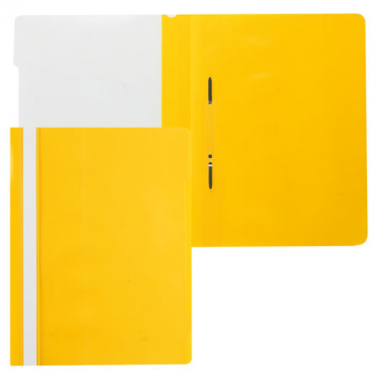 Папка-скоросшиватель с прозрачным верхним листом А4, пластик, сменная этикетка, цвет желтый Бюрократ 4690207017107