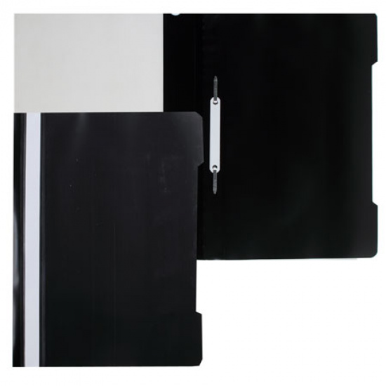 Папка-скоросшиватель с прозрачным верхним листом А4, пластик, сменная этикетка, цвет черный Бюрократ 4690207017060