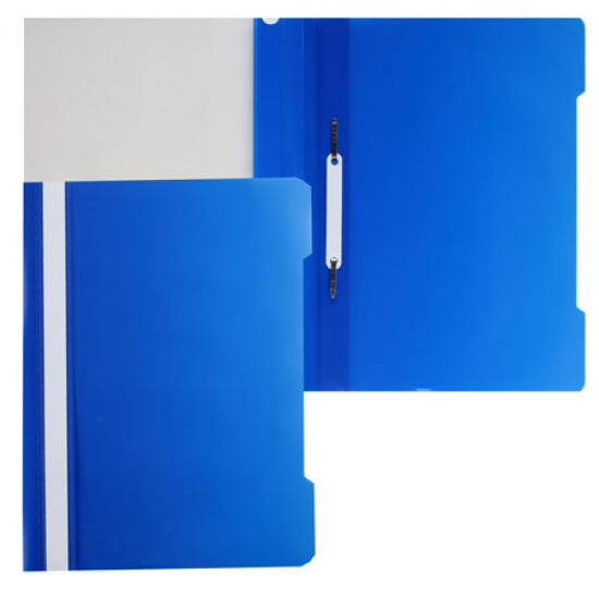 Папка-скоросшиватель с прозрачным верхним листом А4, пластик, сменная этикетка, цвет синий Бюрократ PS20BLUE