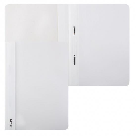 Папка-скоросшиватель с прозрачным верхним листом А4, пластик, сменная этикетка, 0,18 мм, цвет белый KLERK 212785