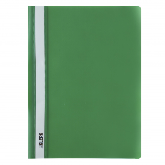 Папка-скоросшиватель с прозрачным верхним листом А4, пластик, сменная этикетка, 0,18 мм, цвет зеленый KLERK 211920