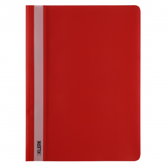 Папка-скоросшиватель с прозрачным верхним листом А4, пластик, сменная этикетка, 0,18 мм, цвет красный KLERK 211921