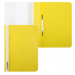 Папка-скоросшиватель с прозрачным верхним листом А4, пластик, сменная этикетка, 0,18 мм, цвет желтый KLERK 211922