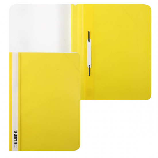 Папка-скоросшиватель с прозрачным верхним листом А4, пластик, сменная этикетка, 0,18 мм, цвет желтый KLERK 211922