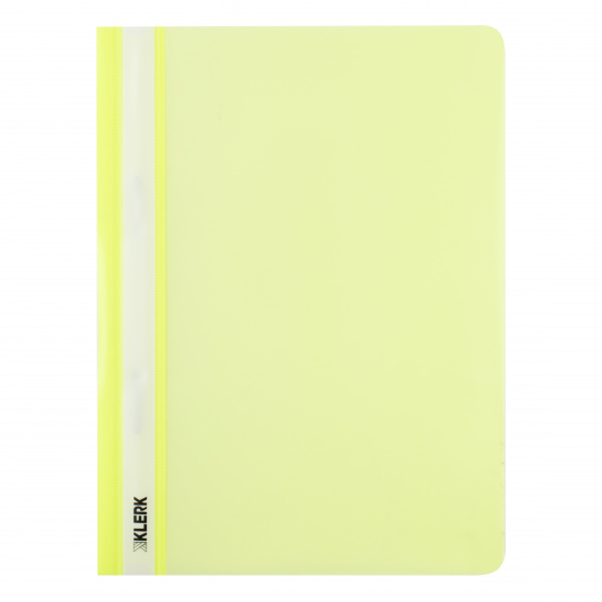 Папка-скоросшиватель с прозрачным верхним листом А4, пластик, сменная этикетка, 0,18 мм, цвет желтый Neon KLERK 211930