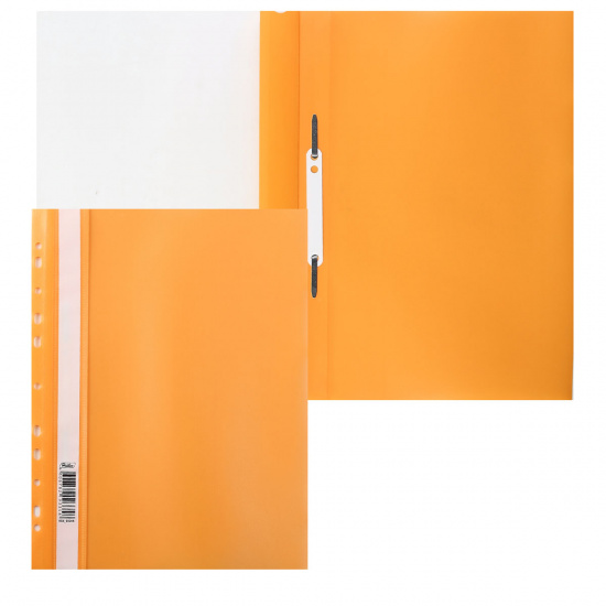 Папка-скоросшиватель с прозрачным верхним листом А4, пластик, сменная этикетка, цвет оранжевый Hatber AS4_00216