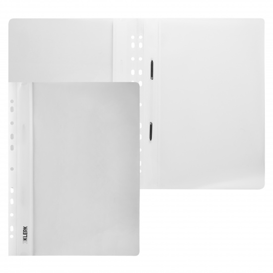 Папка-скоросшиватель с прозрачным верхним листом А4, пластик, сменная этикетка, 0,18 мм, цвет белый KLERK 212786