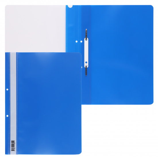 Папка-скоросшиватель с прозрачным верхним листом А4, пластик, сменная этикетка, 0,18 мм, цвет синий KLERK 211933