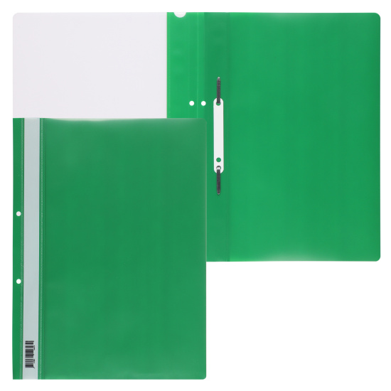 Папка-скоросшиватель с прозрачным верхним листом А4, пластик, сменная этикетка, 0,18 мм, цвет зеленый KLERK 211934