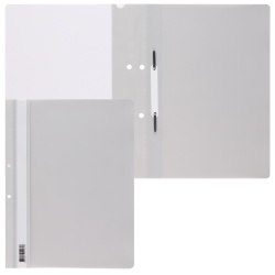 Папка-скоросшиватель с прозрачным верхним листом А4, пластик, сменная этикетка, 0,18 мм, цвет серый KLERK 211937