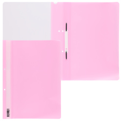 Папка-скоросшиватель с прозрачным верхним листом А4, пластик, сменная этикетка, 0,18 мм, цвет розовый KLERK 211941