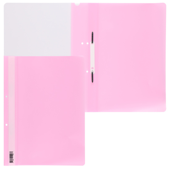 Папка-скоросшиватель с прозрачным верхним листом А4, пластик, сменная этикетка, 0,18 мм, цвет розовый Pastel KLERK 211941