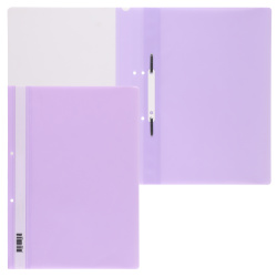 Папка-скоросшиватель с прозрачным верхним листом А4, пластик, сменная этикетка, 0,18 мм, цвет фиолетовый Pastel KLERK 211942