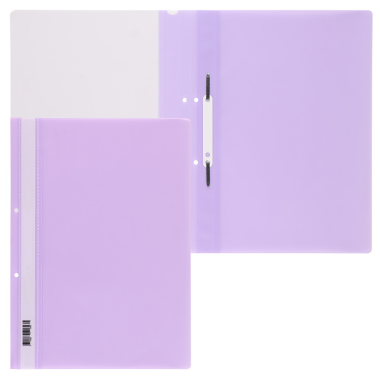 Папка-скоросшиватель с прозрачным верхним листом А4, пластик, сменная этикетка, 0,18 мм, цвет фиолетовый Pastel KLERK 211942