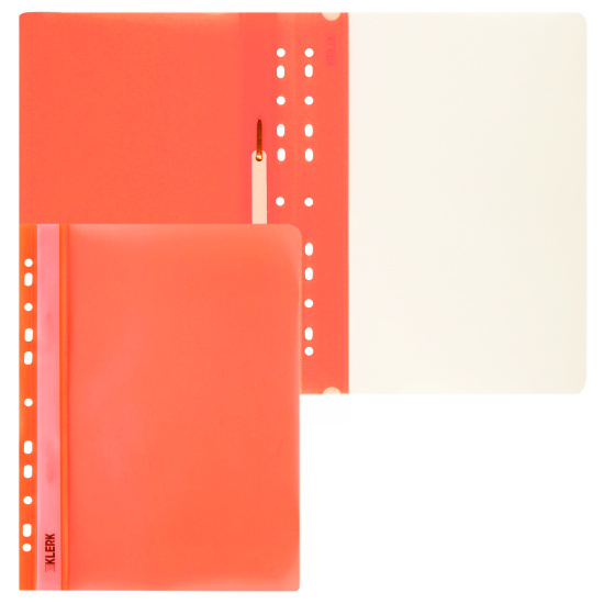 Папка-скоросшиватель с прозрачным верхним листом А4, пластик, сменная этикетка, 0,18 мм, цвет оранжевый Neon KLERK 211944