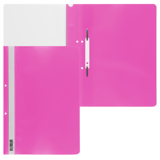 Папка-скоросшиватель с прозрачным верхним листом А4, пластик, сменная этикетка, 0,18 мм, цвет розовый Neon KLERK 211945