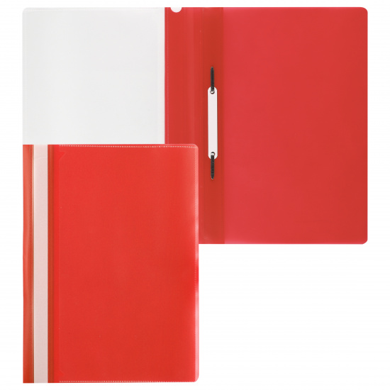Папка-скоросшиватель с прозрачным верхним листом А4, пластик, сменная этикетка, 0,18 мм, цвет красный KLERK 211948