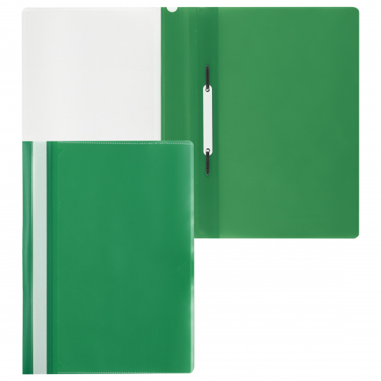 Папка-скоросшиватель с прозрачным верхним листом А4, пластик, сменная этикетка, 0,18 мм, цвет зеленый KLERK 211949