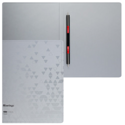 Папка-скоросшиватель, А4, пластик, ширина корешка 17 мм, серебро, Metallic, Berlingo, FS4_17396