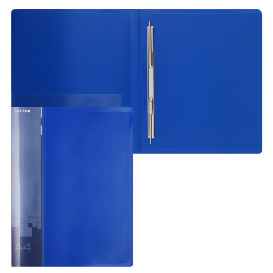 Папка-скоросшиватель А4, пластик, ширина корешка 16 мм, синий Standart KLERK 213869