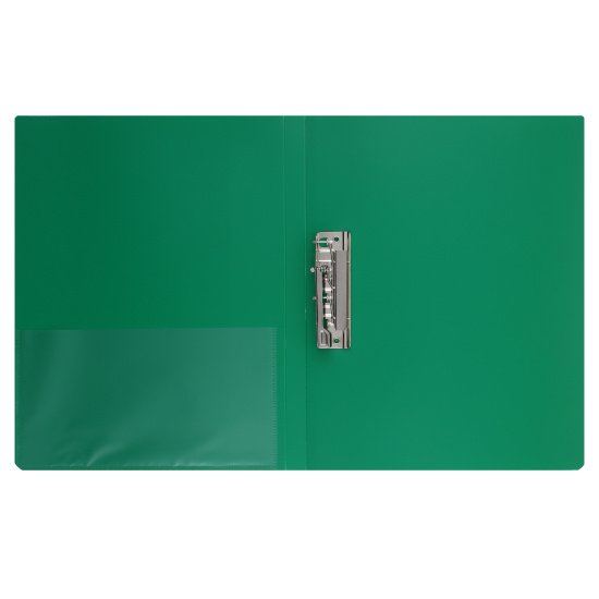 Папка с зажимом Standard А4, пластик, толщина пластика 0,70 мм, 1 зажим, сменная этикетка, цвет зеленый Hatber AC4_00107