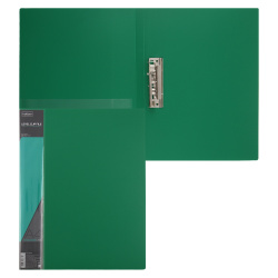 Папка с зажимом Standard А4, пластик, толщина пластика 0,70 мм, 1 зажим, сменная этикетка, цвет зеленый Hatber AC4_00107