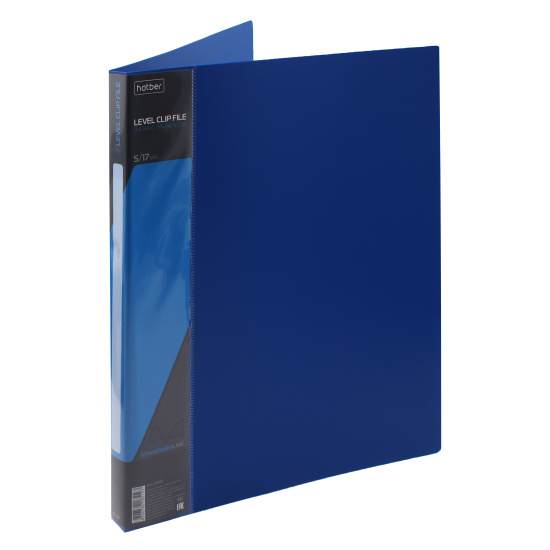 Папка с зажимом Standard А4, пластик, толщина пластика 0,70 мм, 1 зажим, сменная этикетка, цвет синий Hatber AC4_00109