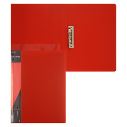 Папка с зажимом Standard А4, пластик, толщина пластика 0,70 мм, 1 зажим, сменная этикетка, цвет красный Hatber AC4_00115