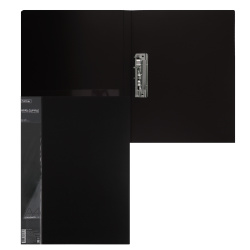 Папка с зажимом Standard А4, пластик, толщина пластика 0,70 мм, 1 зажим, сменная этикетка, цвет черный Hatber AC4_00101