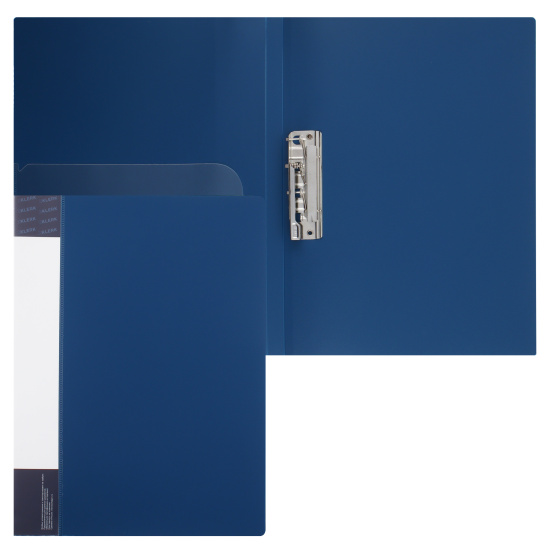 Папка с зажимом А4, пластик, толщина пластика 0,70 мм, сменная этикетка, цвет синий KLERK 190925