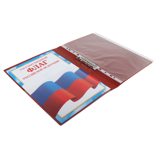 Папка с зажимом А4, пластик, толщина пластика 0,70 мм, сменная этикетка, цвет красный KLERK 190927