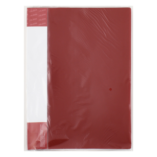 Папка с зажимом А4, пластик, толщина пластика 0,70 мм, сменная этикетка, цвет красный KLERK 190927