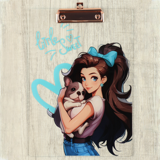 Планшет с зажимом, А4, акрил, толщина 3,5 мм, цвет прозрачный с рисунком, Sweet puppy, КОКОС, 252037