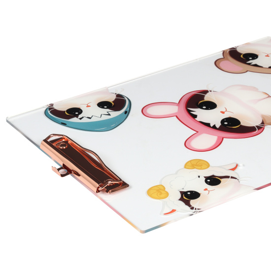 Планшет с зажимом, А4, акрил, толщина 3,5 мм, цвет прозрачный с рисунком, Cat fun, КОКОС, 252040