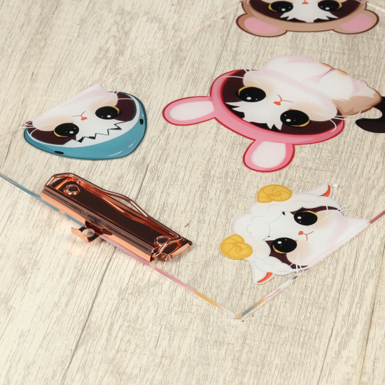 Планшет с зажимом, А4, акрил, толщина 3,5 мм, цвет прозрачный с рисунком, Cat fun, КОКОС, 252040