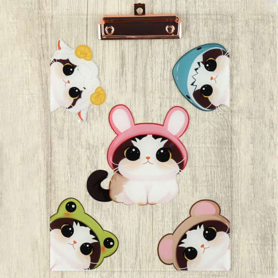 Планшет с зажимом, А4, акрил, толщина 3,5 мм, цвет прозрачный с рисунком, Cat fun, КОКОС, 252040