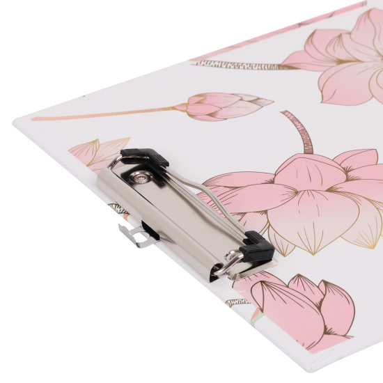 Планшет с зажимом А4, ламинированный картон, толщина 3,0 мм Цветок лотоса на белом FIORENZO 231756