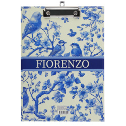 Планшет с зажимом, А4, ламинированный картон, толщина 3 мм, Blue birds, FIORENZO, 252848