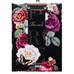 Планшет с зажимом, А4, ламинированный картон, толщина 3 мм, Цветочный вернисаж, FIORENZO, 253267