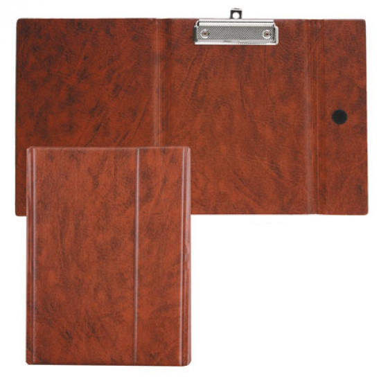 Папка-планшет с зажимом А5, картон, покрытие ПВХ, клапан на липучке, цвет коричневый ДПС 2738-104