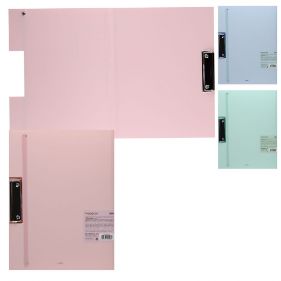 Папка-планшет с зажимом А4, пластик, на резинке, цвет ассорти Macaron Deli EB30402