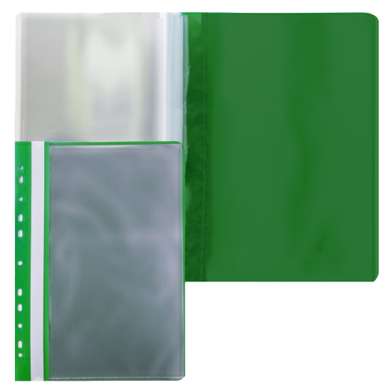 Папка 10 файлов, А4, пластик, цвет зеленый KLERK 212882