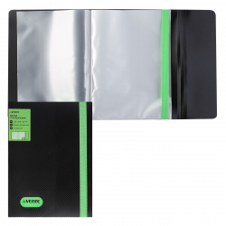 Папка 20 файлов, А5, пластик, цвет черный/зеленый Monochrome deVENTE 3101929