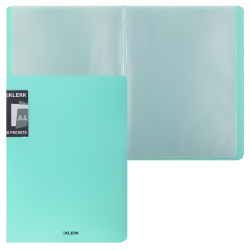 Папка, 20 файлов, А4, пластик, цвет мята, Pastel, KLERK, 253398