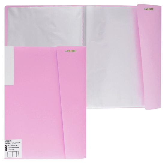 Папка 20 файлов, А4, пластик, цвет розовый Pastel deVENTE 3101802
