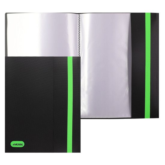 Папка 20 файлов, А4, пластик, цвет черный/зеленый Monochrome deVENTE 3101925